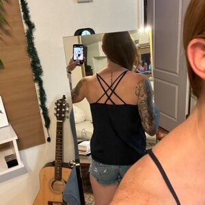 Hollister Navy Sheer Cross Back Tank